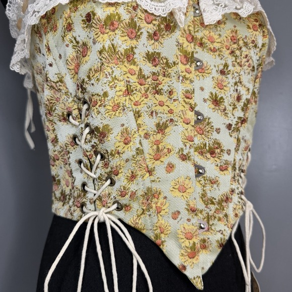 NWT Lacemade Van Gogh Sunflower Corset Top M Victorian Cottage Bridgerton Boho - Picture 3 of 11